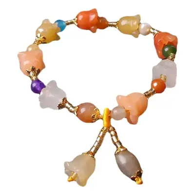 Golden Jade Pumpkin Bracelet for Women Ethnic Style