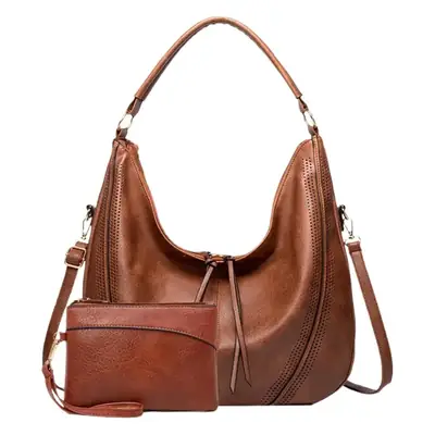 Women's Brown Leather Shoulder Bag 2021 Large Capacity