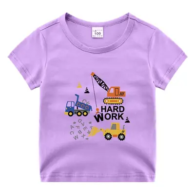 Kids T-Shirt Blue Excavator Print 100% Cotton
