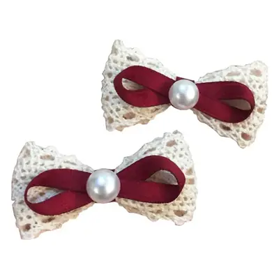 Korean Style Bow Hairpin for Girls with Pearl & Lace