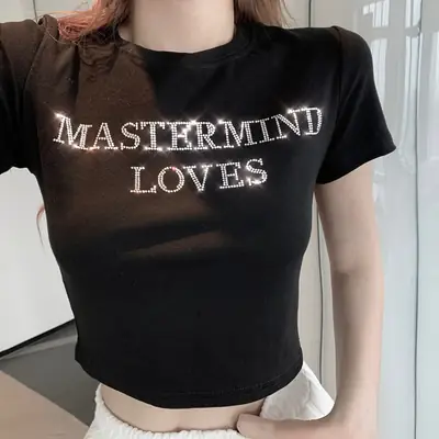 Women's White Mastermind Loves High Waist Short Top