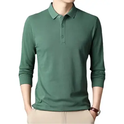 Men's Striped Polo T-Shirt Long Sleeve Casual Wear