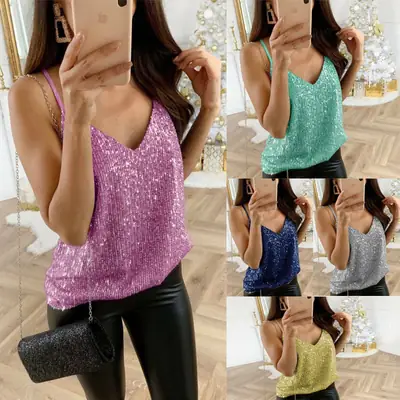 2025 V Neck Bronzed Top for Women Casual Sexy Vest