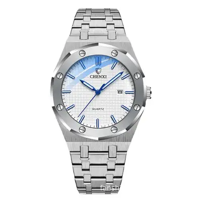 Men's Black Steel Watch with Luminous Dial