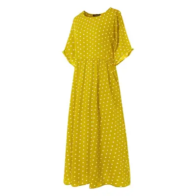 Women Polka Dot Swing Dress Green Large