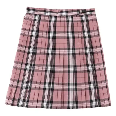 Plaid High Waist Pleated Skirt Pink Black