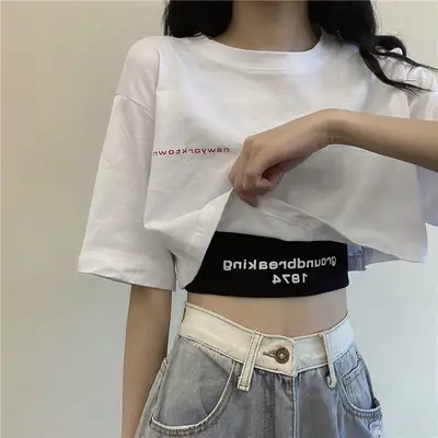 Women's Navel-Baring Short Top Summer Top