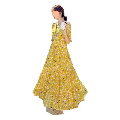 Women's Chiffon Polka Dot Long Skirt Dress