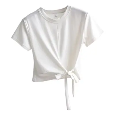 Women Tie Front T-Shirt White Summer Korean Style