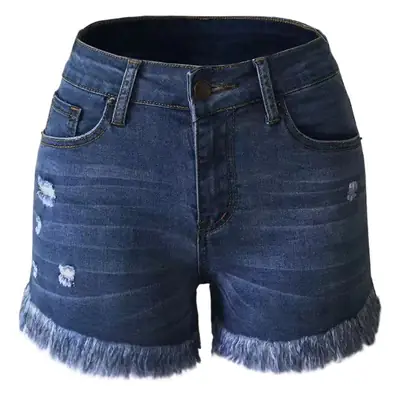 Women's Wash Cotton Shorts Black Frayed Hem