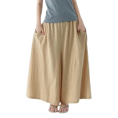 Lotte Cotton Wide Leg Pants Navy Blue 2021