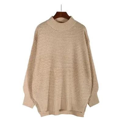Women 2023 Black Knitted Half-Turtleneck Sweater