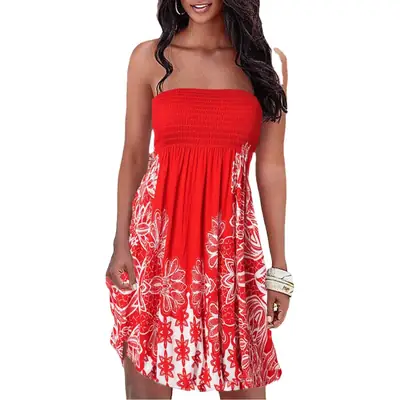 2023 Printed Off-Neck Backless Printed Skirt Set