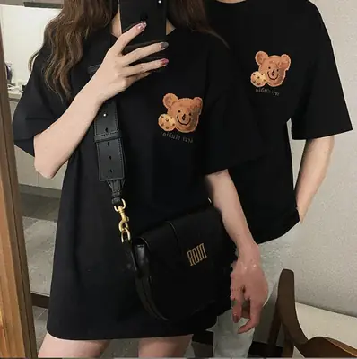Women Korean Bear Cartoon T-Shirt White 2025
