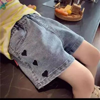 Girls Denim Shorts Heart Cutout Summer Wear