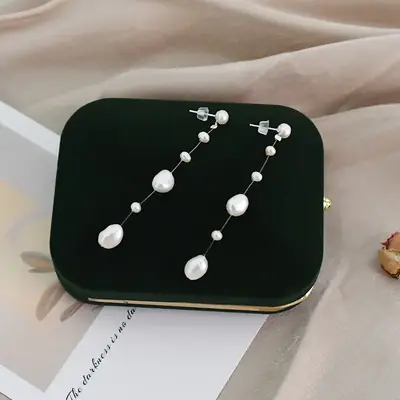 Baroque Pearl Long Earrings 925 Silver