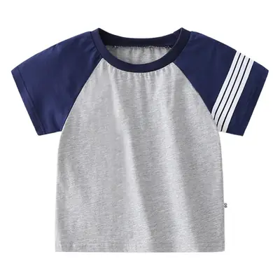 New Summer Boys Cotton Raglan Sleeve T-Shirt Grey Blue