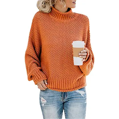 Women's Pink Knit Turtleneck Pullover 2025