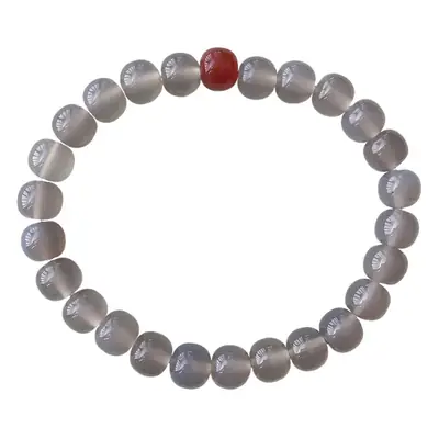 Jingyao Turkey Natural Purple Gray Agate Beads Bracelet Single Ring