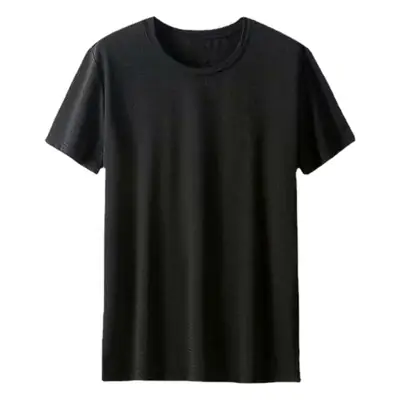 Men Ice Silk Mesh T-Shirt Grey Round Neck Loose Plus Size