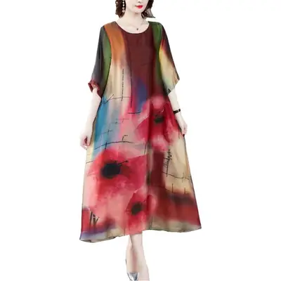 Plus Size Printed Korean Style Dress 2023
