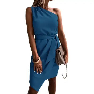 Spot 2024 Party Sleeveless Mid-Length Dress Solid Red
