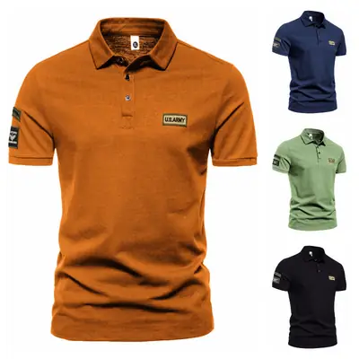 Men's Green Short Sleeve Polo Shirt with Logo