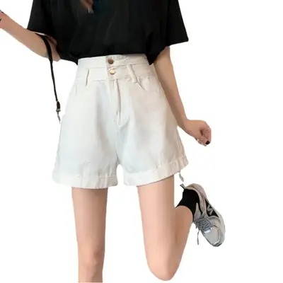 Two Buckle Super High Waist Denim Shorts Women 2021