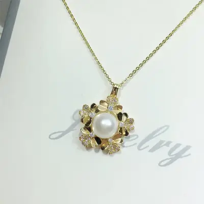 Wholesale Freshwater Pearl Pendant Large Necklace Real Gold Color-Preserving Jewelry Ancient Gold Natural Natural Pearls