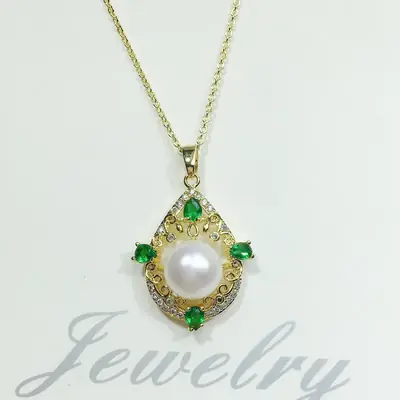 Vintage Pearl Pendant Necklace Real Gold Color-Preserving