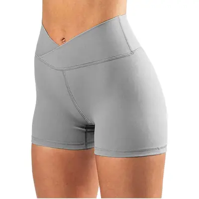 Women's Solid Green High Elastic Yoga Shorts