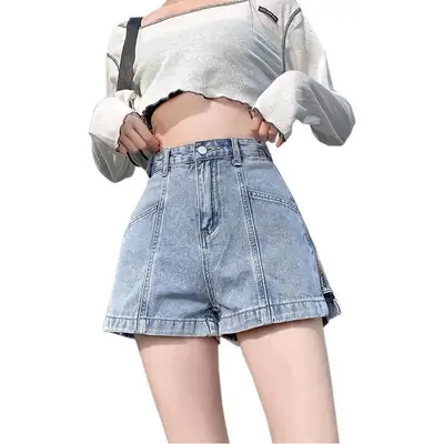 Women Side Zipper Denim Shorts 2023 New Style