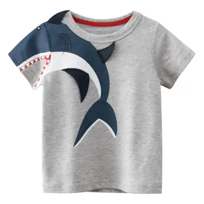 2026 Kids T-Shirt Korean Style Gray Blue One-Piece Dropshipping