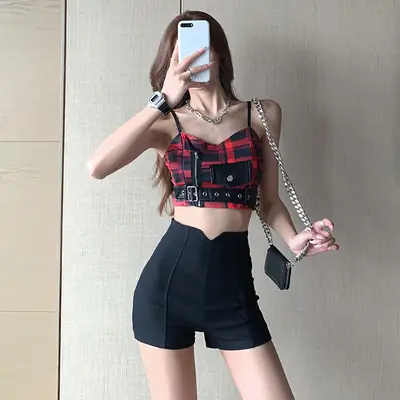 Sweet Spicy Red Vest Suspenders Top for Girls