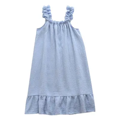 Nightdress Women's Summer Cotton Yarn Pure Cotton Thin Sling Pajamas Loose Mid-length Sweet Cute Long Dress Home Clothes