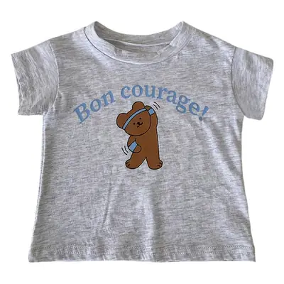2026 Kids T-Shirt Bon Courage Bear Print Gray