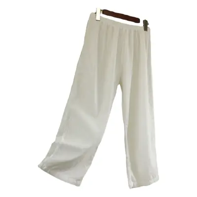 Women's Black Wide Leg Cotton Capri Pants