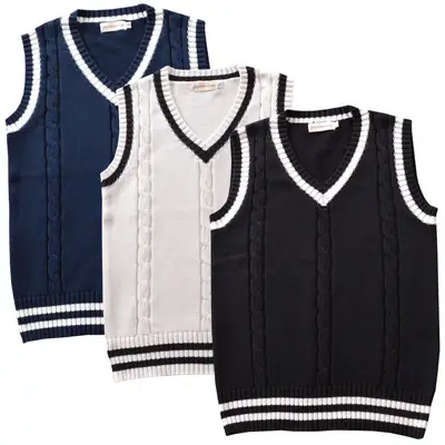 Spot College V-Neck Knitted V-Neck Vest Navy White