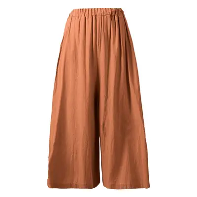 Lotte Cotton Wide Leg Summer Pants Beige Loose Fit