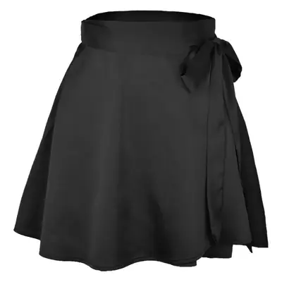 Green Tie Wrap Skirt for Women High Waist Chiffon Satin