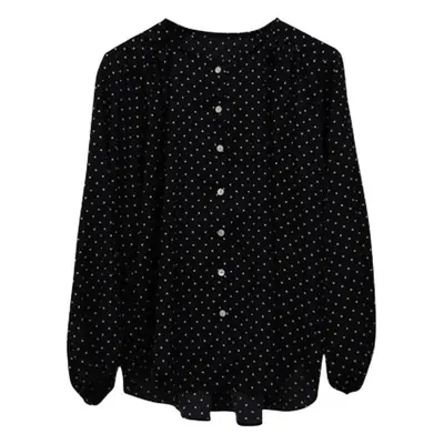 Women's Long Sleeve Polka Dot Chiffon Shirt Beige