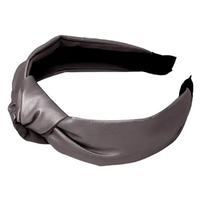 Korean PU Leather Middle Knotted Hairband Solid Color Retro Stitching Women's Wide-Brimmed Headband Hairpin Accessories