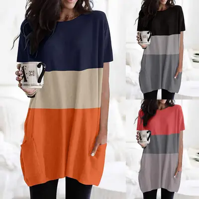 2025 Black Grey Striped Flap Pocket T-Shirt
