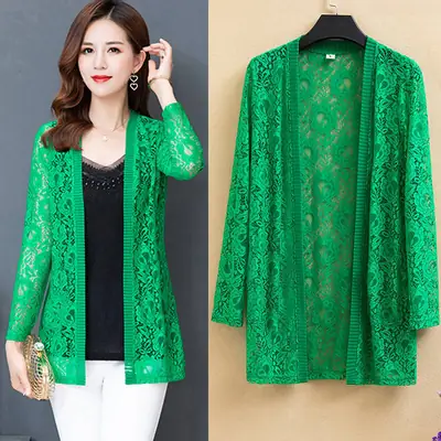 Green Lace Shawl Cardigan Plus Size Women 2026