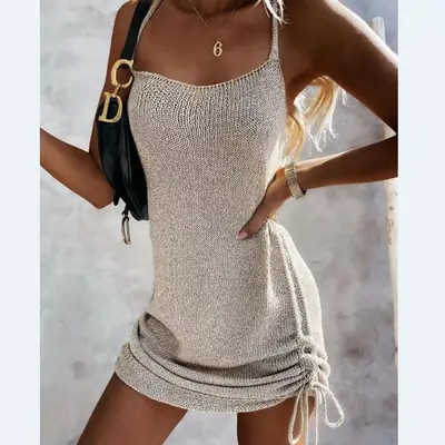 Blue Sleeveless Tie-Up Summer Dress for Women