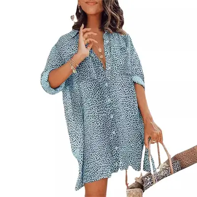 Leopard Print Long Sleeve Shirt for Women Spring Summer Wear