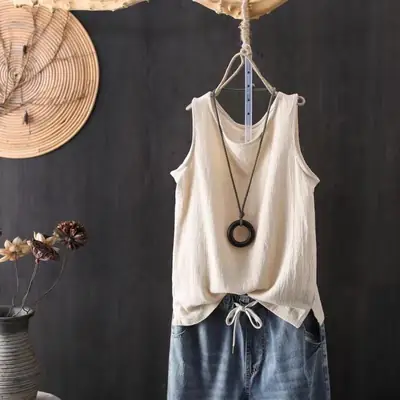 Women's Light Blue Knitted Vest with Neckline Cutout