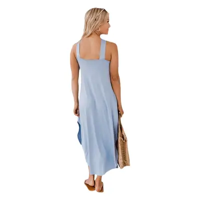 2024 Off-Shoulder Halterneck Dress Blue Long Sleeve