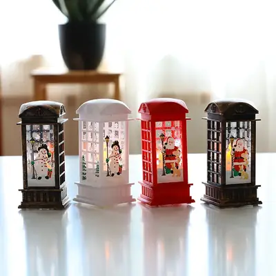 LED Telephone Booth Night Light with Snowman Design