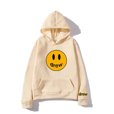 Men Grey Smile Face Hooded Hoodie Crewneck